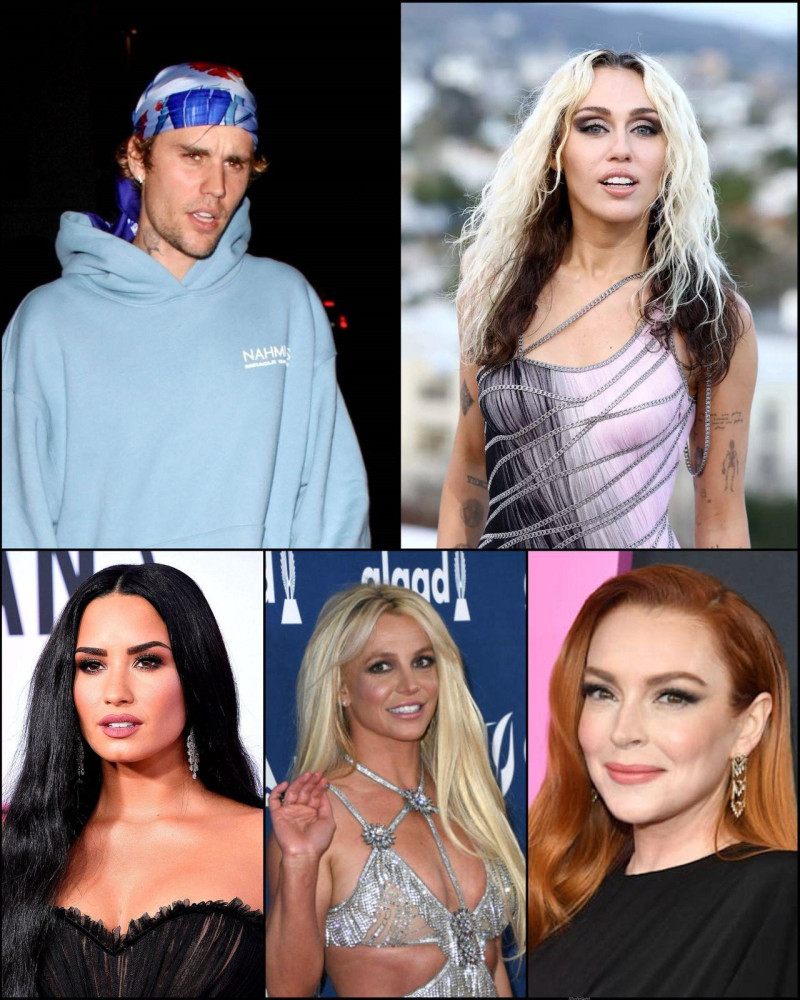 Justin Bieber,Demi Lovato, Miley Cyrus, Britney Spears y Lindsay Lohan lidiaron con las luces y sombras de la fama