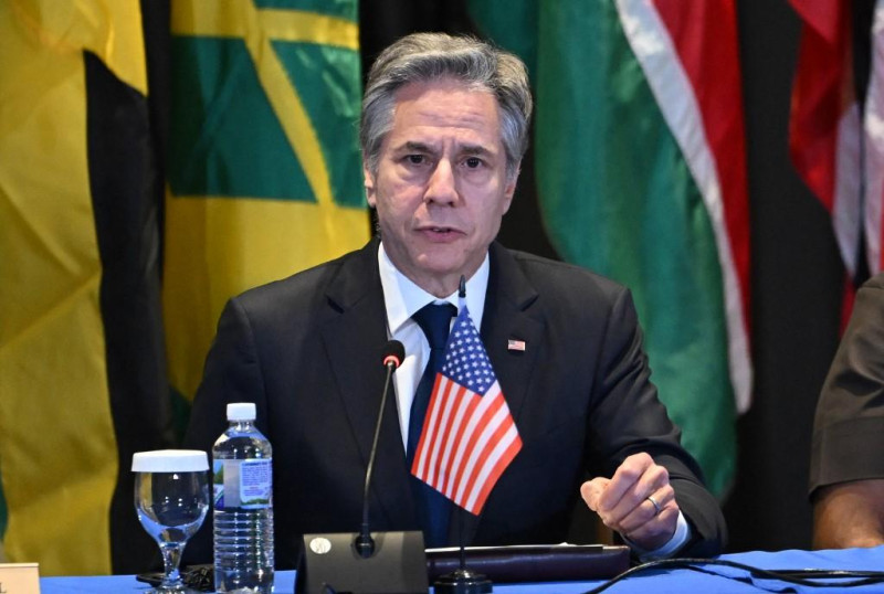 El Secretario de Estado estadounidense, Antony Blinken, asiste a una reunión de emergencia sobre Haití en la Caricom en Kingston, Jamaica, el 11 de marzo de 2024.