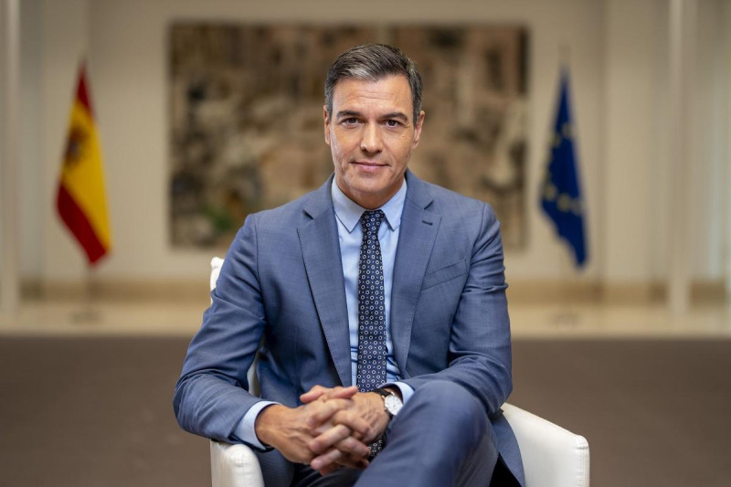 El presidente de gobierno español Pedro Sánchez en el Palacio de la Moncloa en Madrid el 27 de junio de 2022.