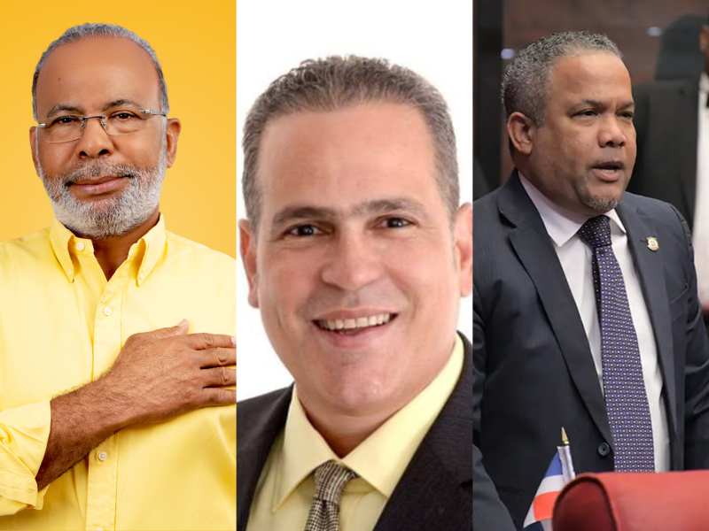 Los candidatos a senador de la provincia Monseñor Nouel (de izquierda a derecha) Félix Nova, Maicol Genao y Héctor Acosta.