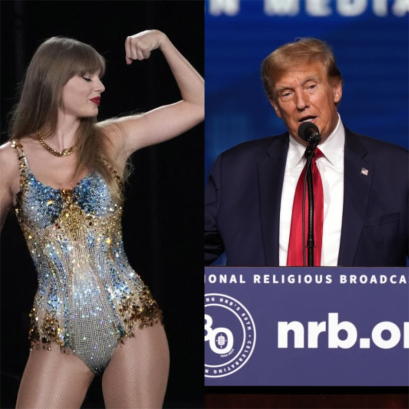 Estas imágenes muestran a la cantante, Taylor Swift y el expresidente estadounidense, Donald Trump.
