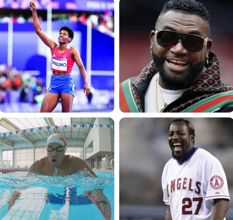 En la composición fotográfica, Marileidy Paulino, David Ortiz, Pedro López y Vladimir Guerrero.