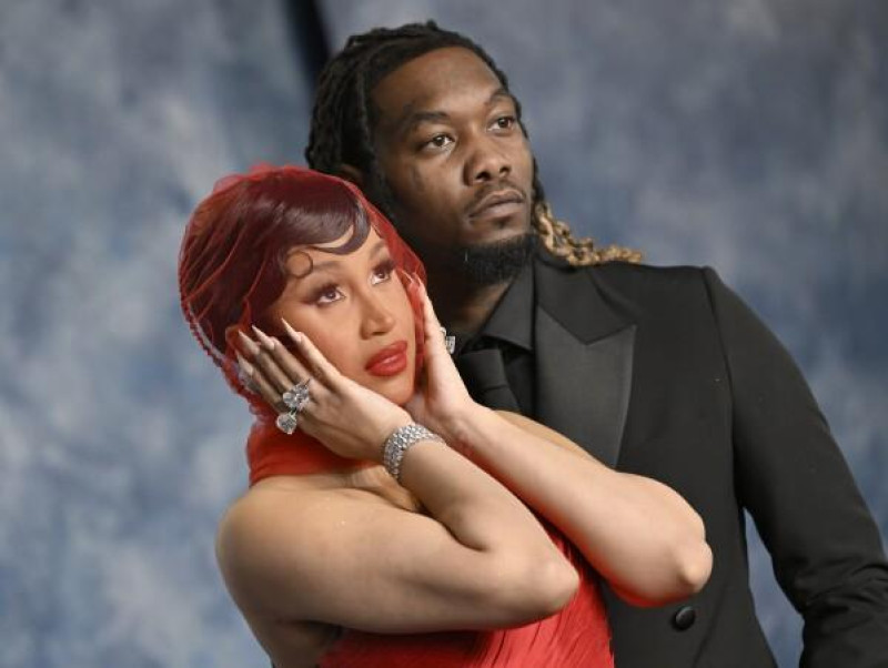 Cardi B y Offset, en la fiesta organizada por Vanity Fair después de los Oscar, el 12 de marzo de 2023 en Beverly Hills, California.