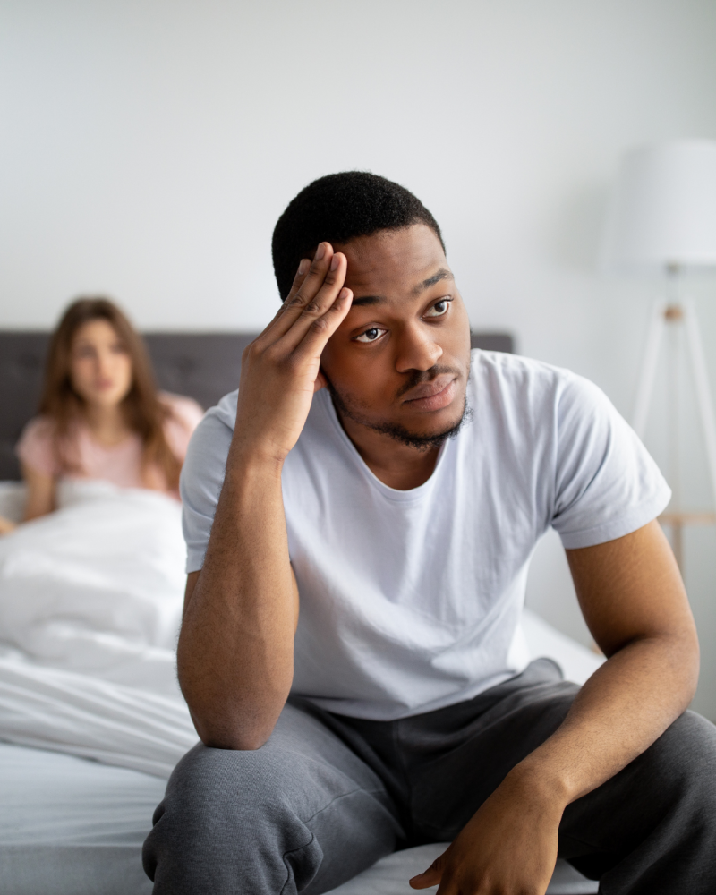 Imagen ilustra un hombre con falta de deseo sexual.