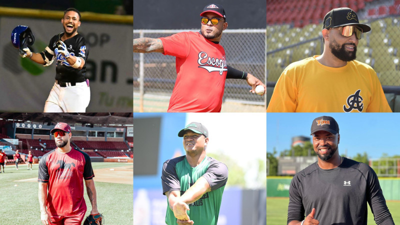 De izquierda a derecha: Gustavo Núñez, Fernando Abad, Webster Rivas, Gary Sánchez, Enny Romero y Eloy Jiménez.