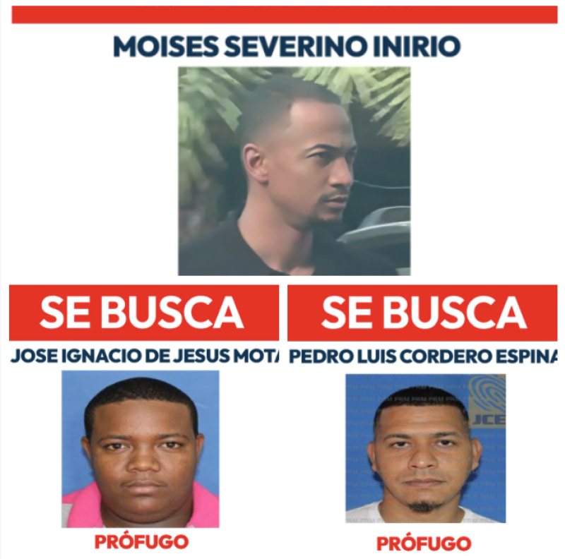 Pedro Luis Cordero Espinal, Moises Severino Inirio y Jose Ignacio de Jesus Mota, quienes están siendo requeridos mediante órdenes judiciales para que respondan las acusaciones en su contra.