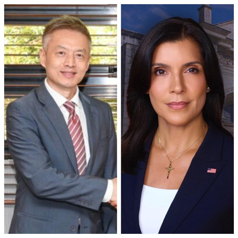 El embajador de China en República Dominicana, Chen Luning y su homóloga de Estados Unidos, Leah Campos.