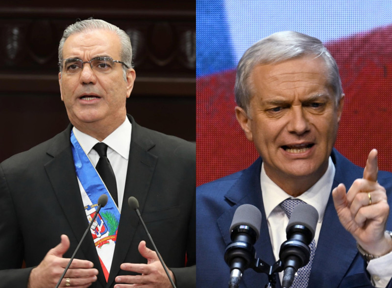 El presidente dominicano Luis Abinader y el presidente electo de Chile, José Antonio Kast.