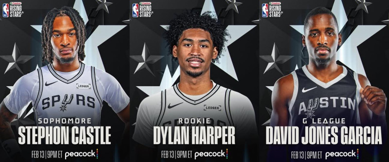 Stephon Castle, Dylan Harper y David Jones García representarán a los Spurs en el partido de estrellas emergentes de la NBA.
