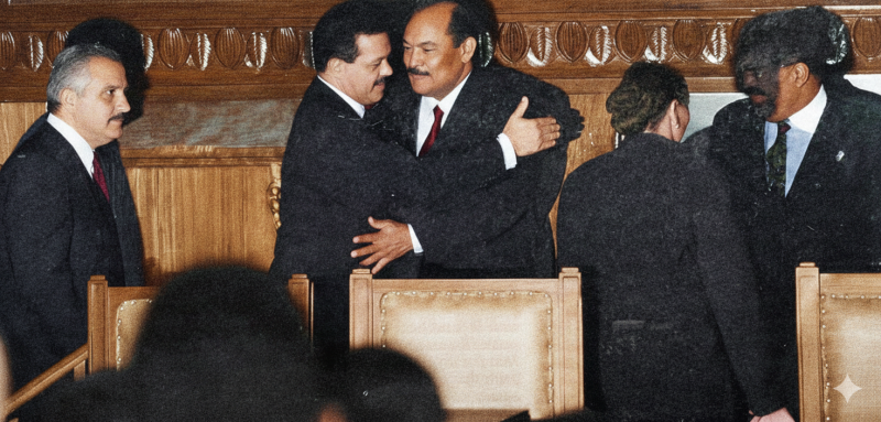 El entonces presidente del Senado, Ramon Alburquerque, al saludar a Leonel Fernández en la rendición de cuentas del 27 de febrero de 1999