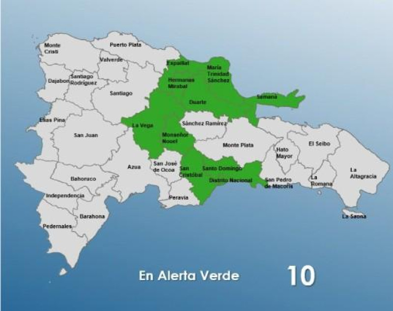 Provincias en alerta verde.
