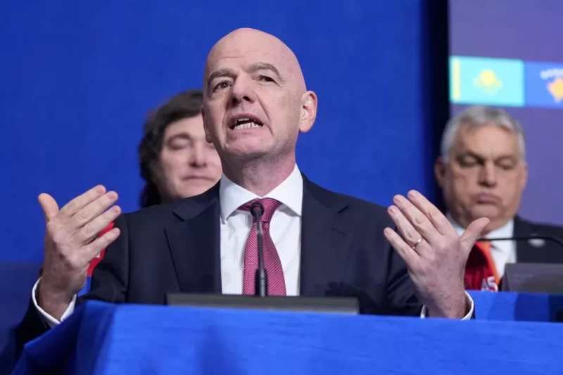 El presidente de la FIFA Gianni Infantino durante una reunión de la Junta de la Paz, el 19 de febrero de 2026, en Washington.
