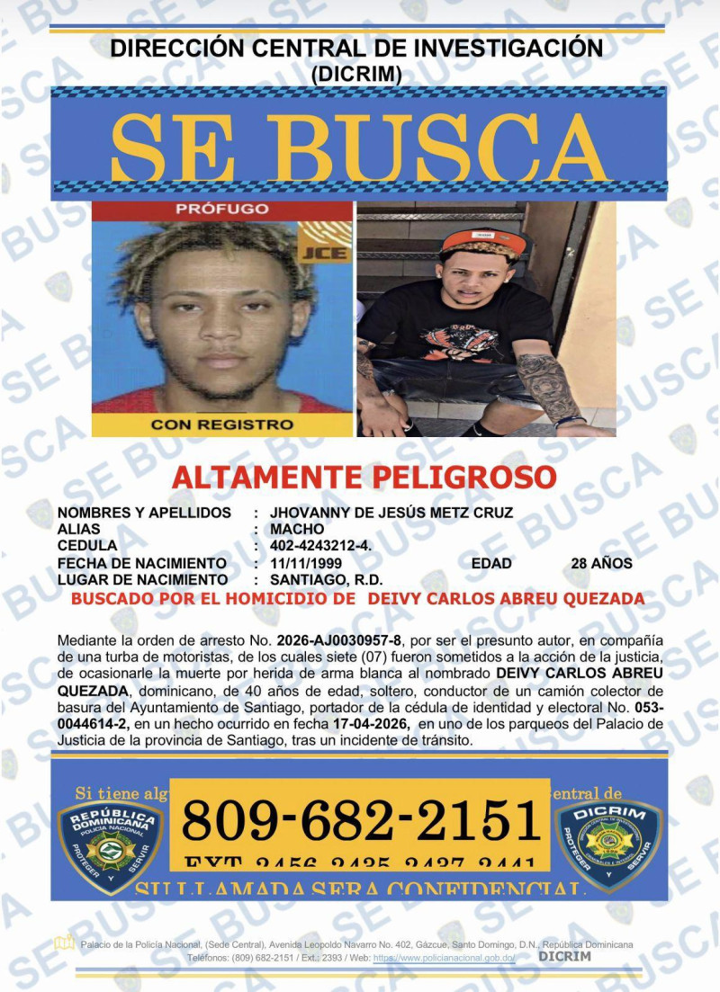 Jhovanny de Jesús Metz Cruz es acusado de dar la estocada al chofer Deivy Abreu