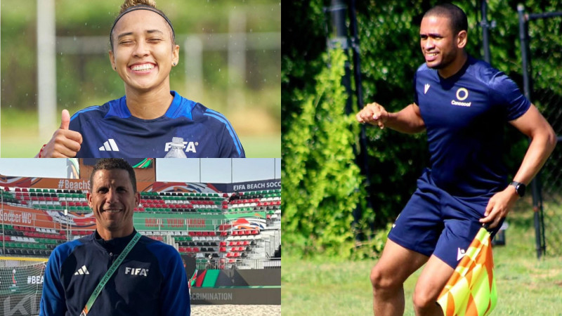 Vimarest Díaz, Juan Ángeles y Raymundo Feliz, tres destacados árbitros dominicanos.