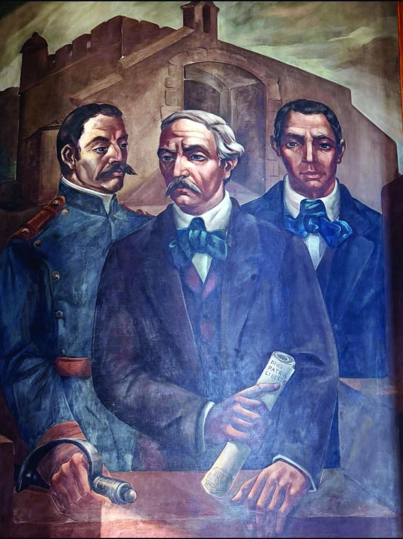 Los Padres de la Patria Juan Pablo Duarte, Ramón Matías Mella y Francisco del Rosario Sánchez en el Monumento a los Héroes de la Restauración en Santiago.