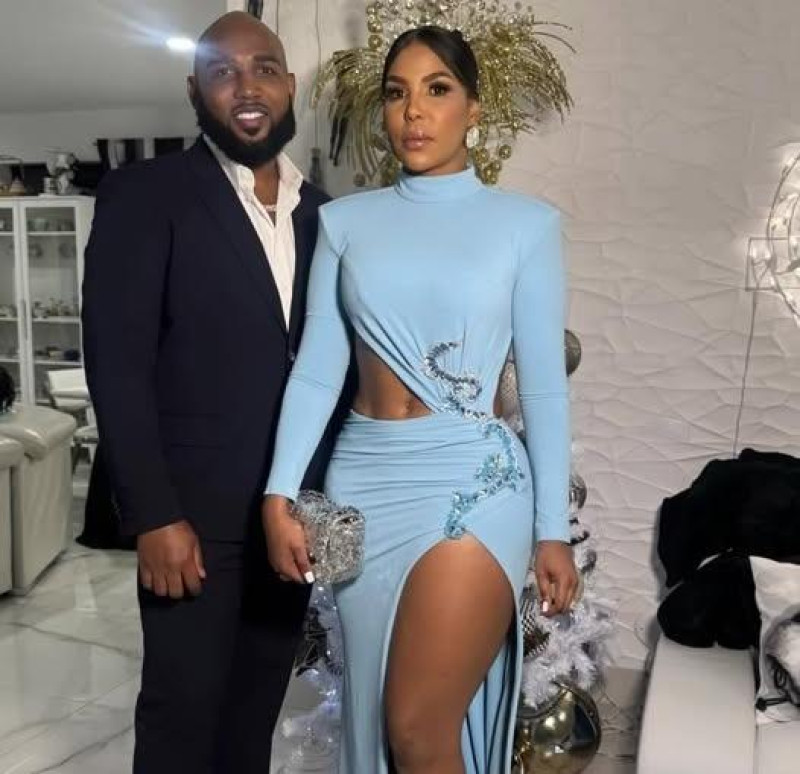 Marcell Ozuna y Génesis Guzmán.