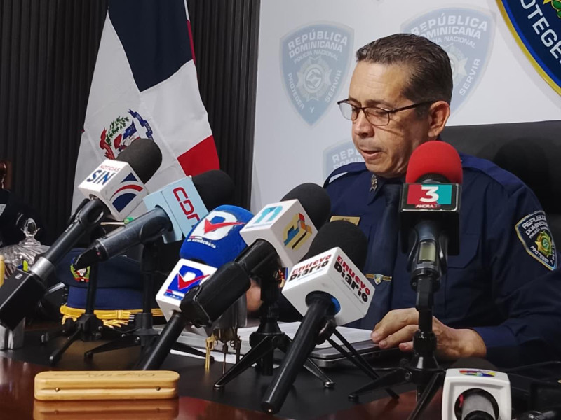 El vocero de la Policía Nacional, Diego Pesqueira en la sede de la institución.