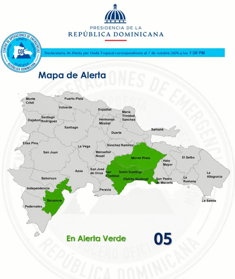 Monte Plata, Santo Domingo, Distrito Nacional, San Cristóbal y Barahona.