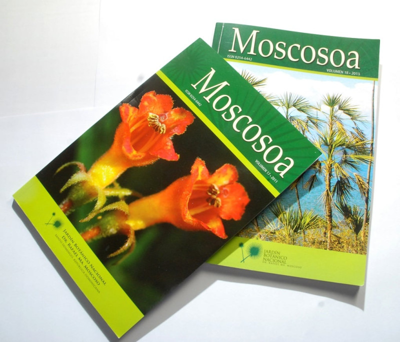 Ejemplares de Moscosoa, la revista de investigación e institucional editada por el Jardín Botánico Nacional.