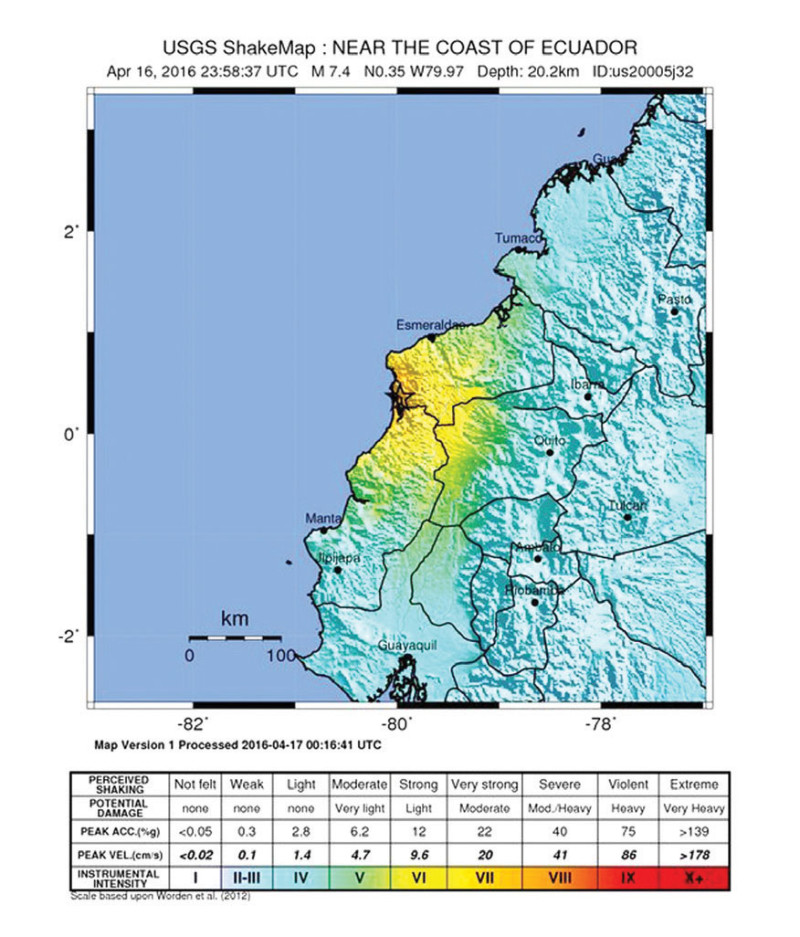 Gráfico. Mapa sobre los lugares afectados por el sismo.