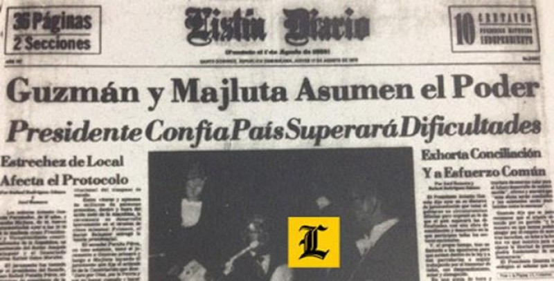 Mayo 1978. Primera plana. El Listín Diario anuncia el cambio de gobierno.