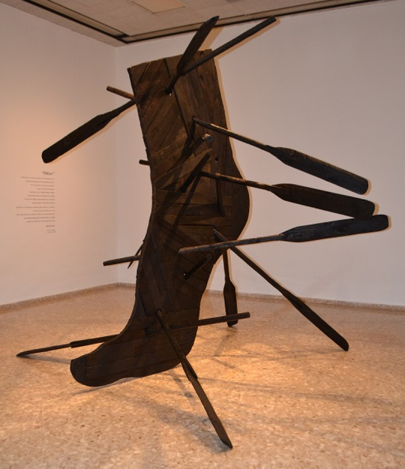 Odiseo. Instalación. Madera reciclada tratada. 3 x 4 metros. Premio en la Bienal Nacional de Artes Visuales 2009. Pertenece a la colección del MAM. Yaniris López/LD