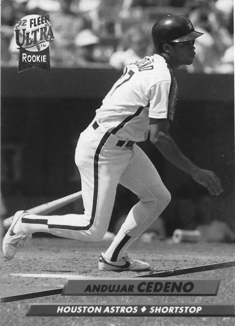 Andújar, cuando era un miembro de los Astros de Houston y se disponía a correr después de conectar la esferoide (1991).