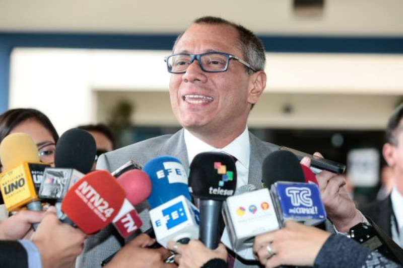 El vicepresidente de Ecuador, Jorge Glas, ofrece declaraciones de prensa.