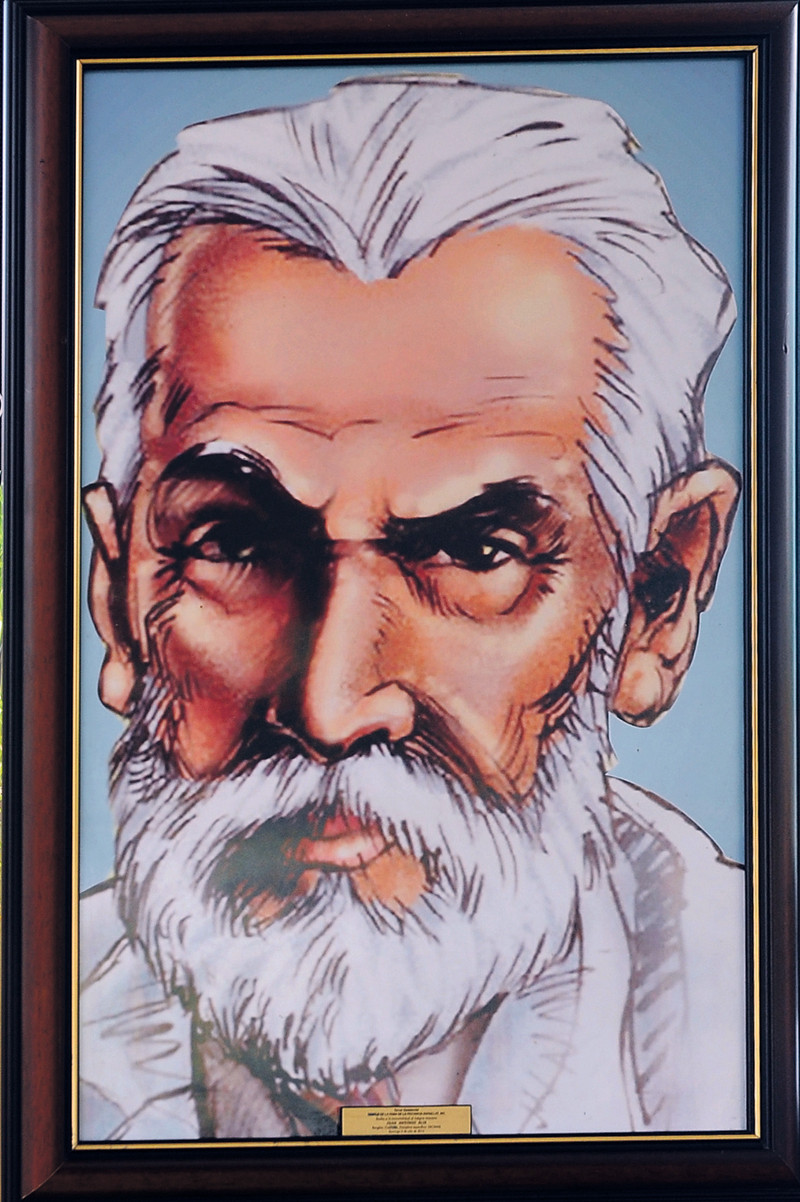 Retrato. El rostro de Juan Antonio Alix en una pintura, expuesta en su homenaje.