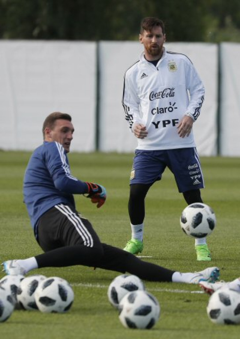 Leo Messi durante los entrenamientos este lunes de la selección de Argentina.