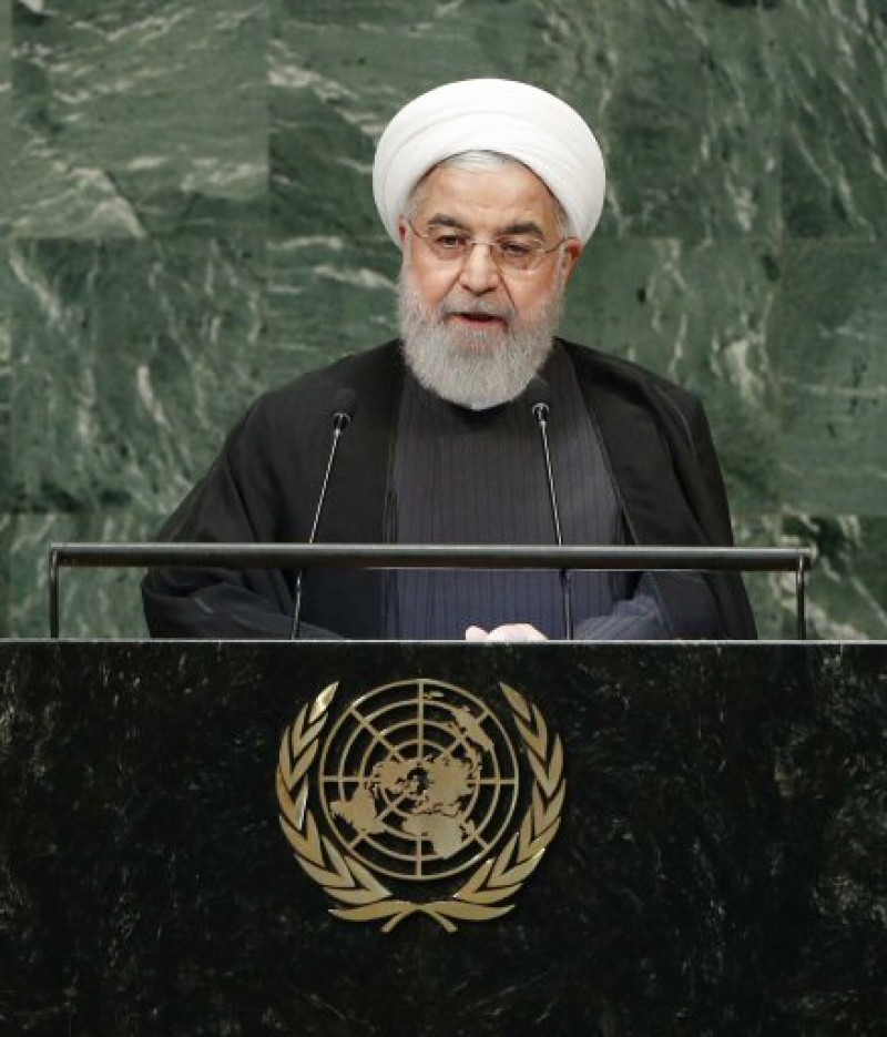 El presidente iraní, Hasan Rohaní, pronuncia su discurso durante la sesión de apertura del debate de alto nivel de la Asamblea General de Naciones Unidas, en la sede de la ONU en Nueva York, Estados Unidos
