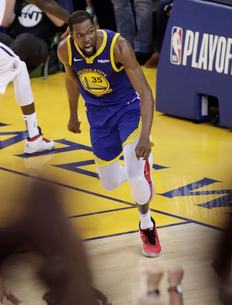 El jugador de los Warriors de Golden State Kevin Durant, Clippers de Los Ángeles