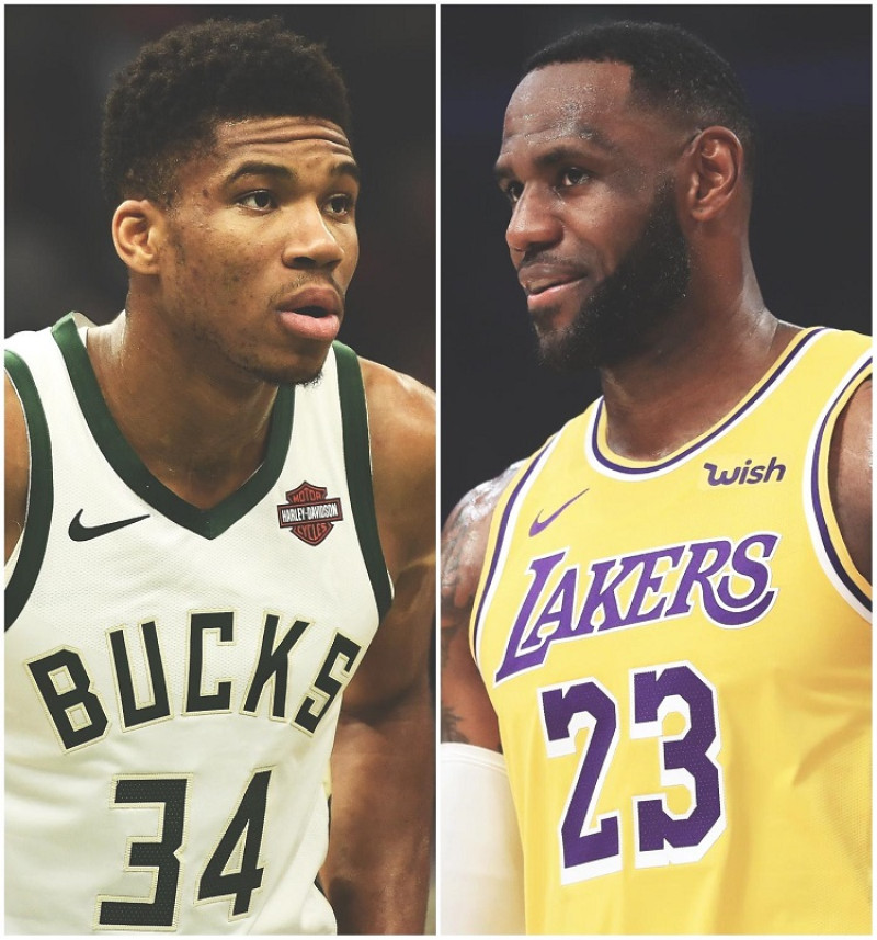Giannis Antetokounmpo, de los Bucks, y LeBron James, de los Lakers, tienen a sus equipos al frente de las Conferencias Este y Oeste, respectivamente.
