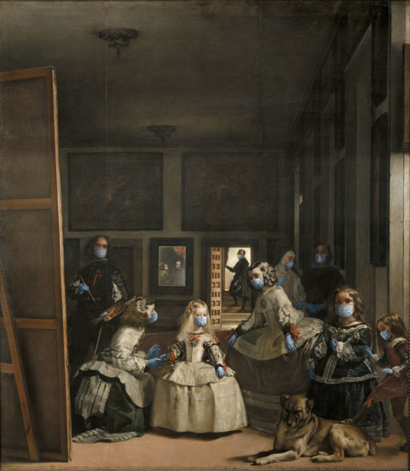 “Las meninas” de Velázquez, con mascarillas. Crédito: POA Estudio.