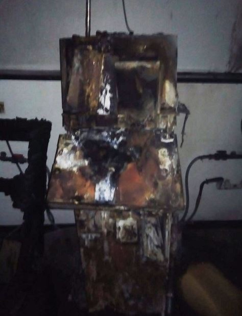 Una de las máquinas dañadas por el fuego. Fuente: Macorís del Mar.