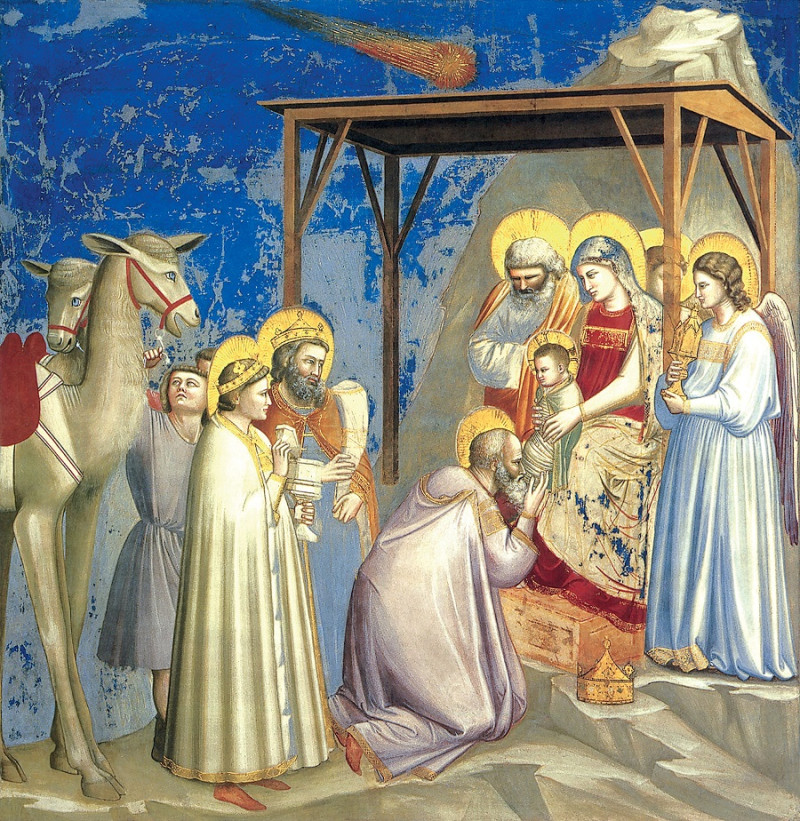 La sagrada familia, fresco de Giotto di Bondone.