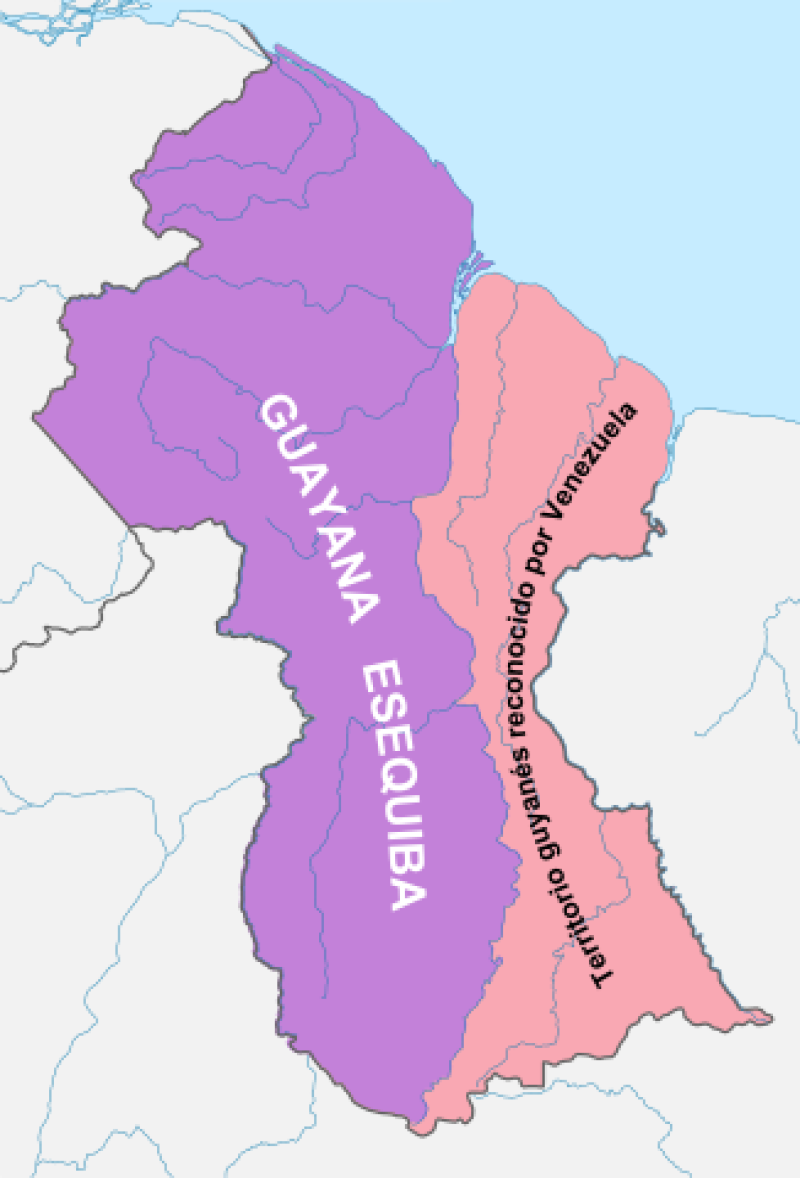 Venezuela y Guyana no tienen una frontera definida, porque el primero reclama el territorio de la Guayana Esequiba, ubicada al oeste de Guyana, dicha territorio se encuentra bajo dominio de facto del segundo país desde que era una colonia del Imperio británico.