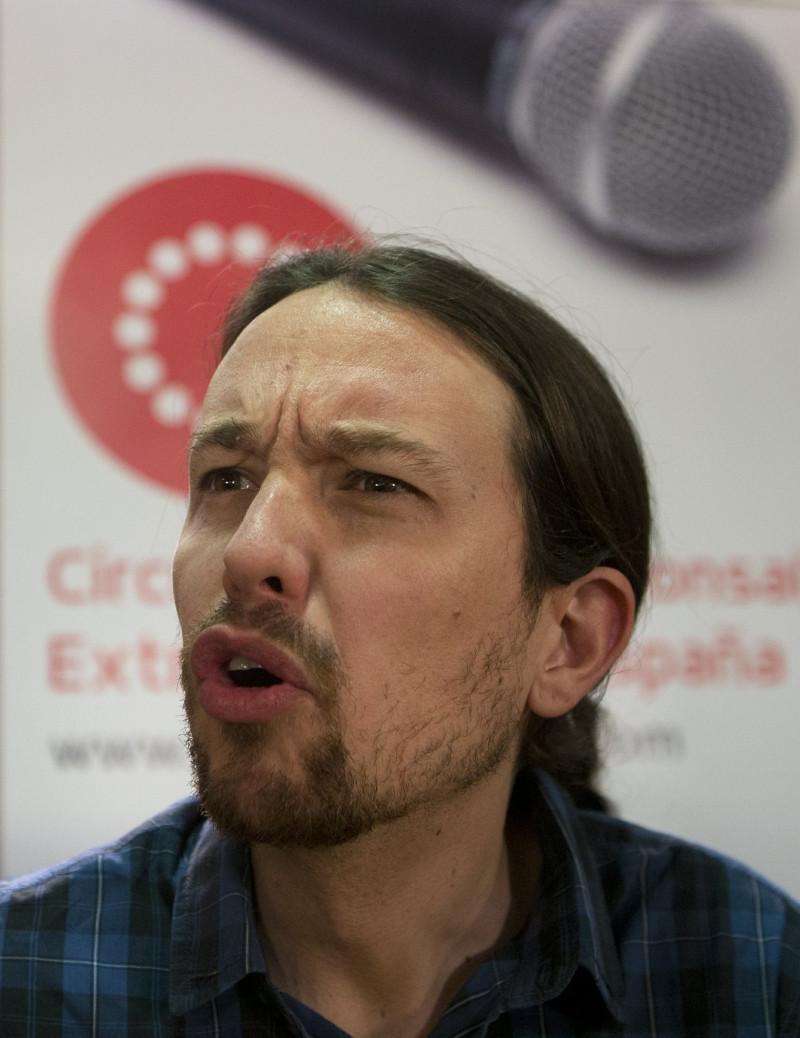 Pablo Iglesias, dirigente del partido político Podemos, habla durante una conferencia con corresponsales extranjeros en Madrid, España, el viernes 13 de febrero de 2015.

Foto: AP/Paul White