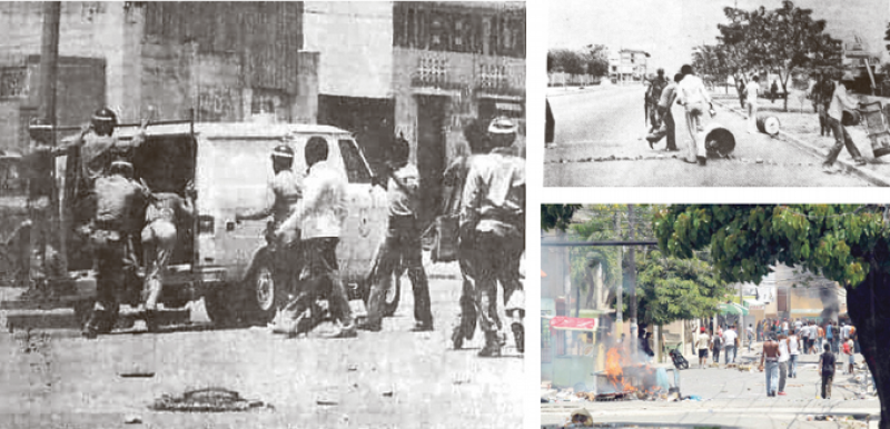 El gobierno perredeísta de Salvador Jorge Blanco enfrentó una poblada en abril de 1984, tras un acuerdo con el Fondo Monetario Internacional (FMI) que provocó alzas en artículos de primera necesidad. ARCHIVO/LD