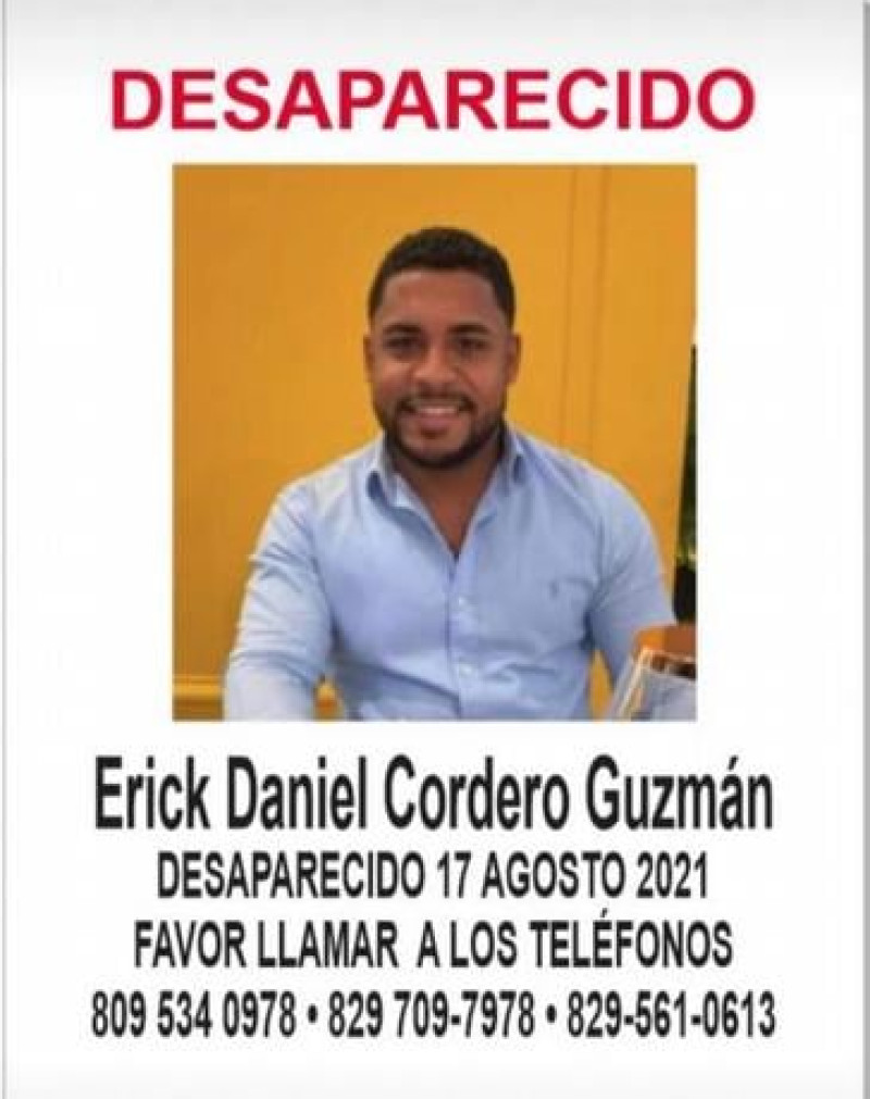 Erick Daniel Cordero Guzmán, contador, cuyo vehículo fue encontrado calcinado en San Cristóbal luego de su desaparición el martes 17 de agosto.