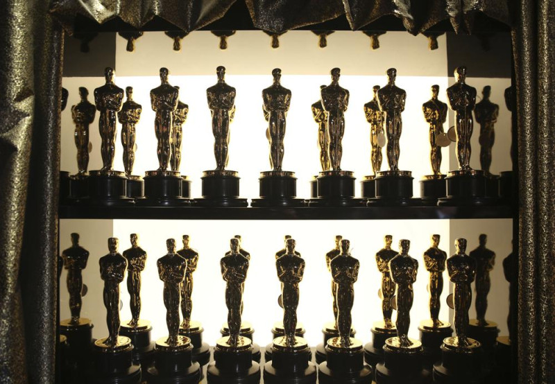 Estatuillas del Oscar entre bambalinas durante la gala de premios en el Teatro Dolby en Los Ángeles el 28 de febrero de 2016. (Foto por Matt Sayles/Invision/AP, archivo).