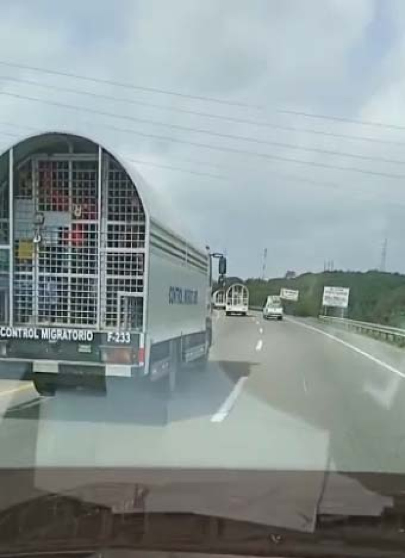 Video: Repatrian en cinco camiones haitianos apresados en Ciudad Juan Bosch.