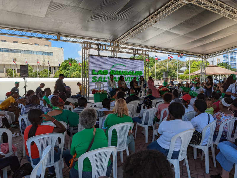 Grupo de personas en manifestacion frente al Congreso Nacional por las tres causales, LD