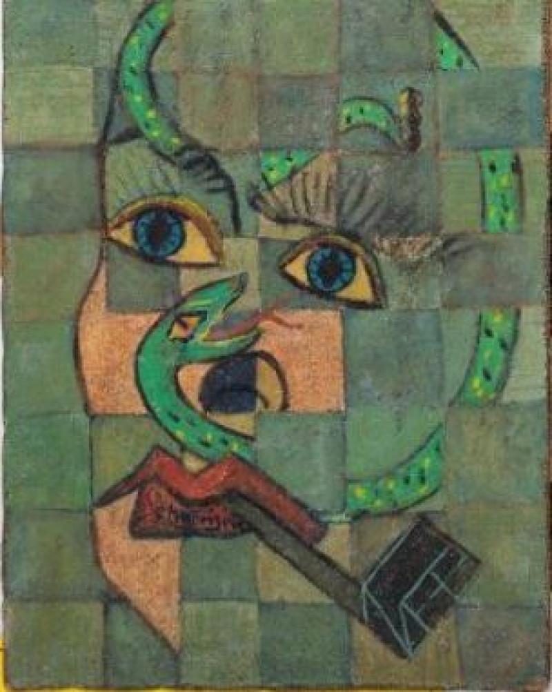 Probable obra de Picasso, con la que el artista español quiso homenajear a su amigo el también pintor alemán Paul Klee, y en la que se representa de manera caricaturesca al dictador Adof Hitler .EFE/Cedida por Annalisa di Maria
