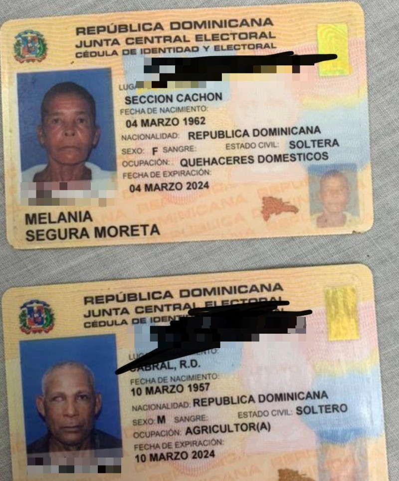 Documento de identificación de los fallecidos.