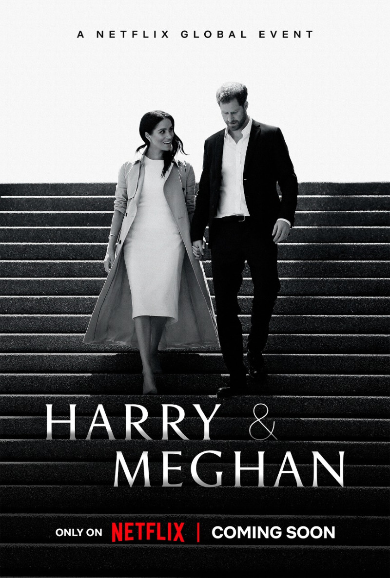 Esta imagen publicada por Netflix muestra el arte promocional del próximo documental "Harry & Meghan", dirigido por Liz Garbus. (Netflix vía AP)