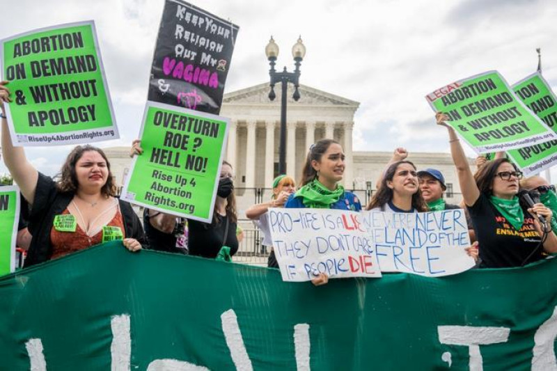 Imagen de archivo de una de las huelgas realizadas el año pasado tras la derogación del derecho al aborto en EEUU. AFP