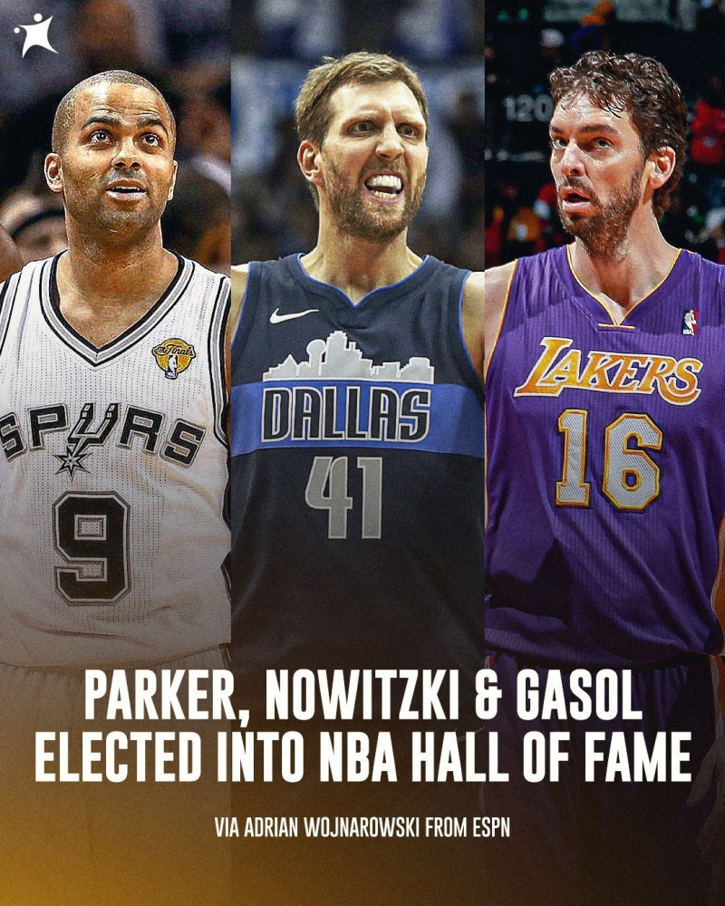 Tony Parker, Dirk Nowitzki y Pau Gasol son tres de los nuevos integrantes del Salón de la Fama del baloncesto.