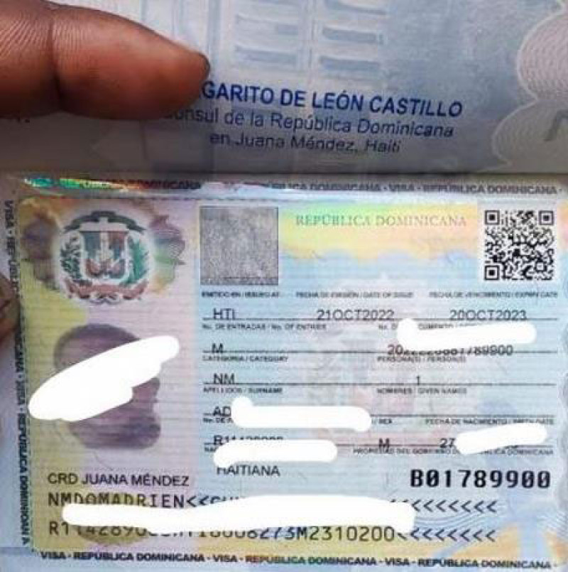 Una visa emitida por un consulado dominicano en Haití.