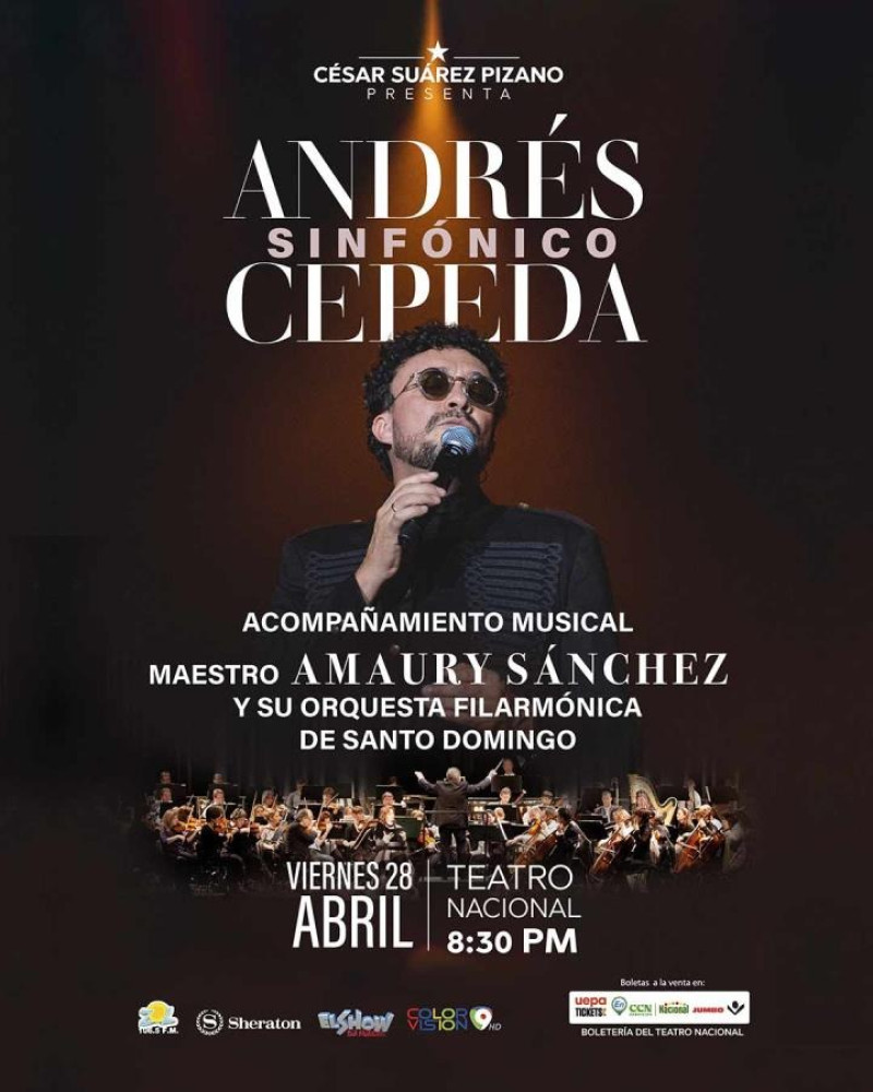 Arte promocional del concierto de Andrés Cepeda en Santo Domingo